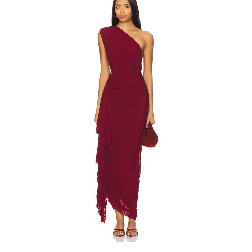 Superdown Juliet Midi Dress in Oxblood